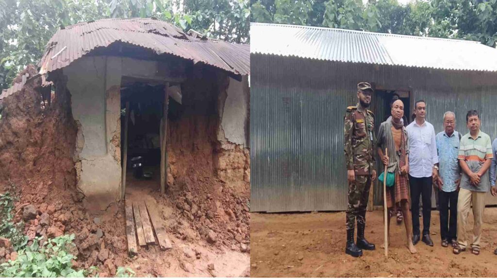 প্রাকৃতিক দুর্যোগে ক্ষতিগ্রস্ত কচাকলা ত্রিপুরাকে ঘর বানিয়ে দিল মাটিরাঙ্গা জোন
